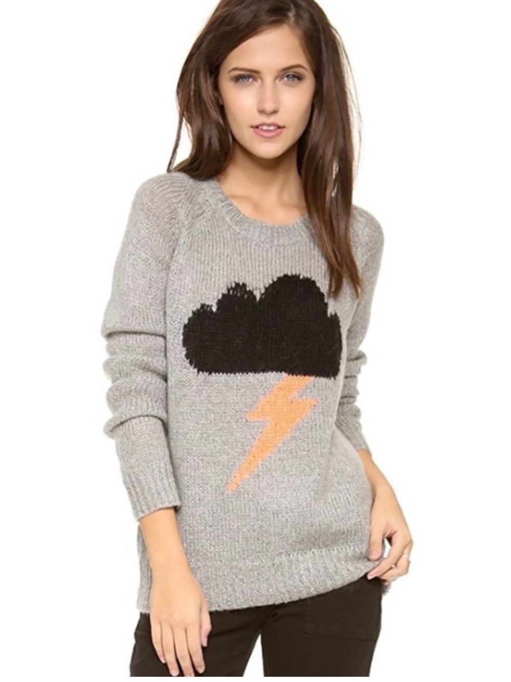 Elizabeth and James Storm Cloud Lightning Bolt Knit Mohair Oversized Sweater